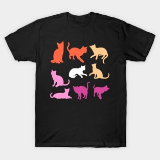 Cats in Lesbian Pride Flag Colors T-Shirt